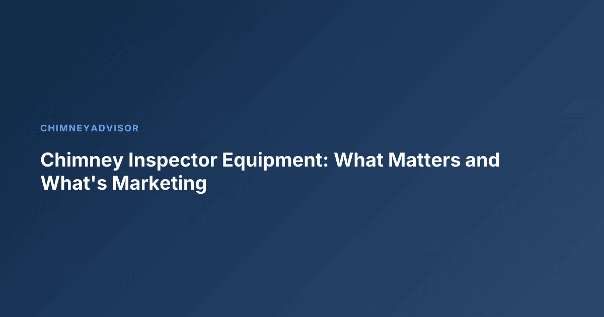 Chimney Inspector Equipment: What Matters and What's Marketing