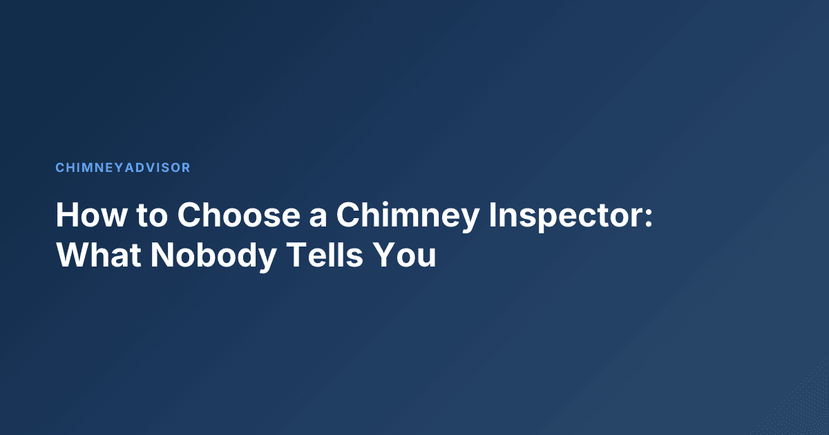 How to Choose a Chimney Inspector: What Nobody Tells You